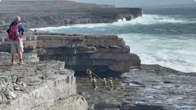 Justin Francisco, from Ohio, was airlifted from a very dangerous situation on Inish Mor, off Galway.