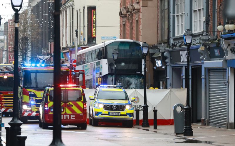 Witnesses heard "loud bang" as double decker veered onto path