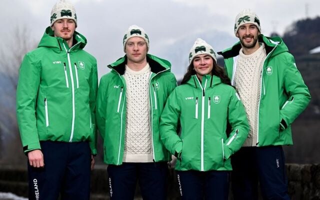 Team Ireland for the 2026 Winter Olympics: Ben Lynch, Cormac Comerford, Anabelle Zurbay, and Thomas Maloney Westgård.