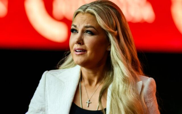 September 21, 2025: Erika Kirk on stage at the Memorial Service for Charlie Kirk at State Farm Stadium in Glendale, Arizona.