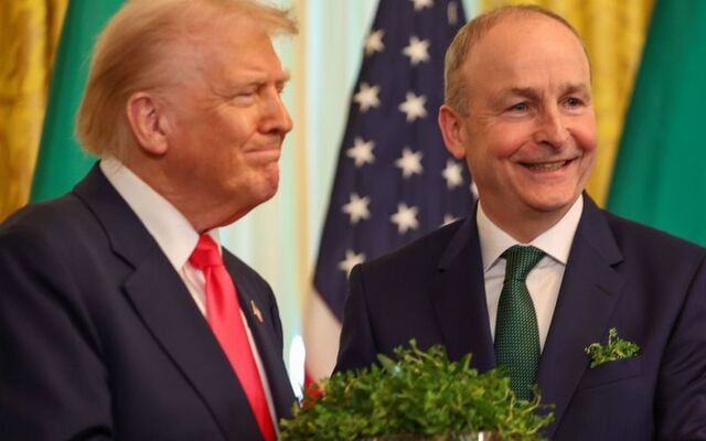 March 12, 2025: Ireland\'s Taoiseach Micheál Martin with US President Donald Trump at the annual shamrock ceremony as part of St Patrick’s Day celebrations in the White House.