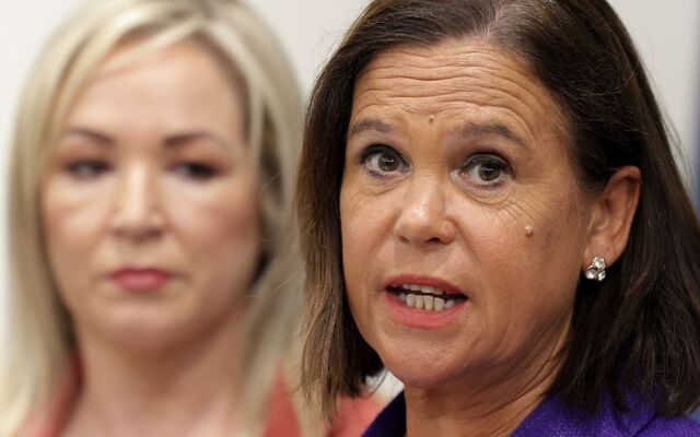 Michelle O\'Neill (L) and Mary Lou McDonald (R), pictured here in September 2025.