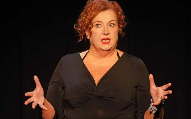 Mary Kate O\'Flanagan in her show, \"Making a Show of Myself,\" at the Irish Rep.