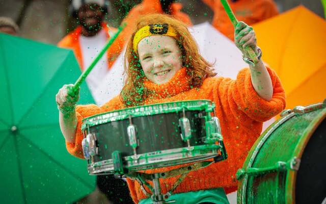 Young drummer, Pixie Trait (aged 8) sets the tempo for a vibrant celebration at the launch of St Patrick’s Festival Kilkenny 2026. The four-day festival features more than 80 events across the city from 14th to 17th March.