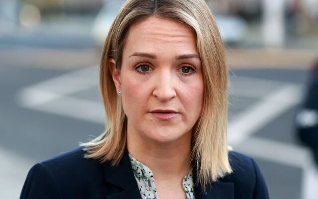 March 3, 2026: Ireland\'s Minister for Foreign Affairs and Defence Helen McEntee speaking to the media before a meeting of the Cabinet in Government Buildings in Dublin.