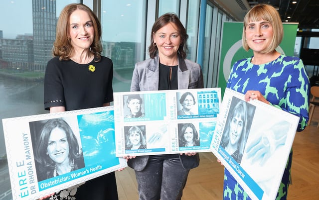 Pictured with the new Irish Women Medic stamps are (L-R): Professor Rhona Mahony; Debbie Byrne, An Post Retail MD; and Professor Janice Walshe