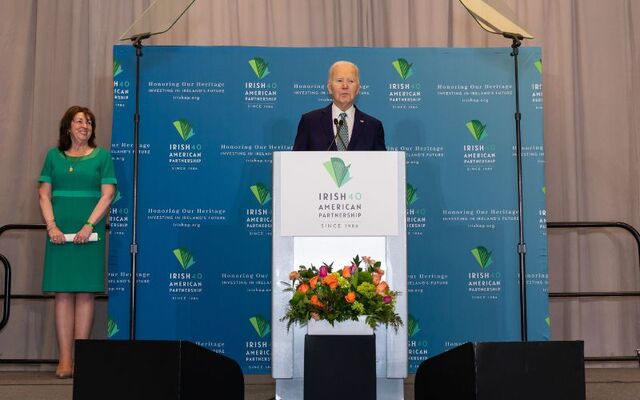 Ambassador Claire D. Cronin (Ret.), former United States Ambassador to Ireland and the 46th President of the United States, Joe Biden.
