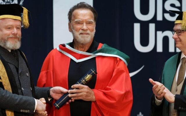 Arnold Schwarzenegger received an honorary doctorate from the Ulster University in Belfast.