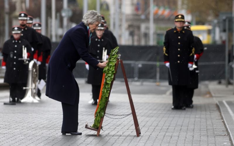 Catherine Connolly lays wreath to commemorate 1916 Easter Rising