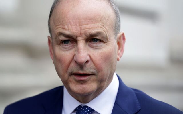 April 14, 2026: Taoiseach and Fianna Fáil leader Micheál Martin outside Government buildings in Dublin. 