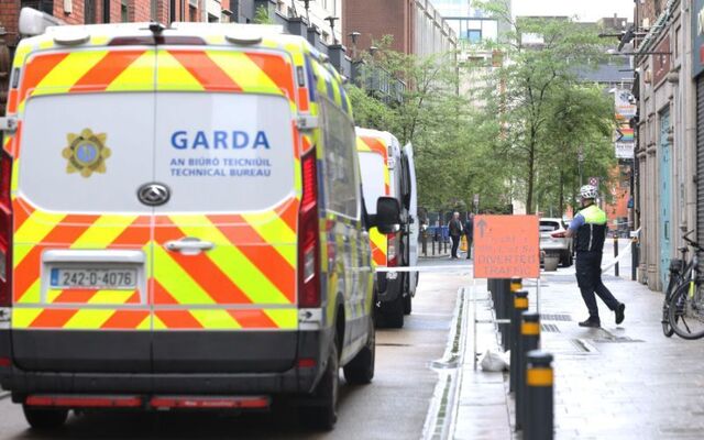Crime scene on Claredon Street, near Grafton Street, in Dublin. 