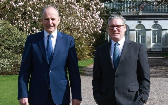 March 2026: Ireland. Taoiseach and Fianna Fail leader Micheál Martin with the United Kingdom Prime Minister Keir Starmer in the gardens at Fota House, Co Cork, today, as the two leaders met for the second UK-Ireland Summit.