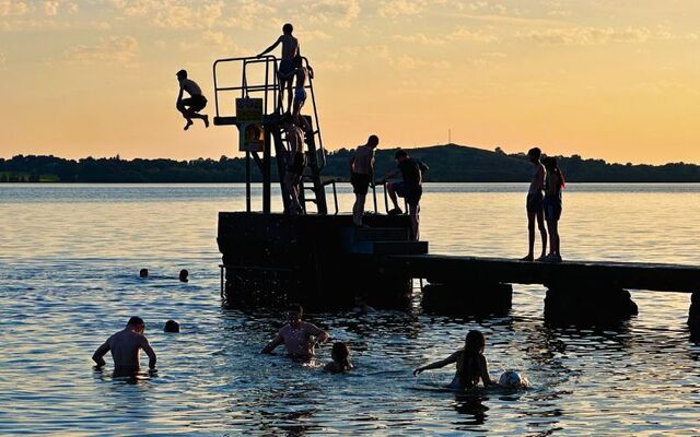 July 9, 2026: Swimmers at Lough Owel, Co Westmeath during the July hot spell.