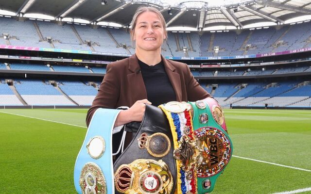June 5, 2026: Katie Taylor in Dublin\'s Croke Park for the announcement of her September 5 bout against Flora Pili.