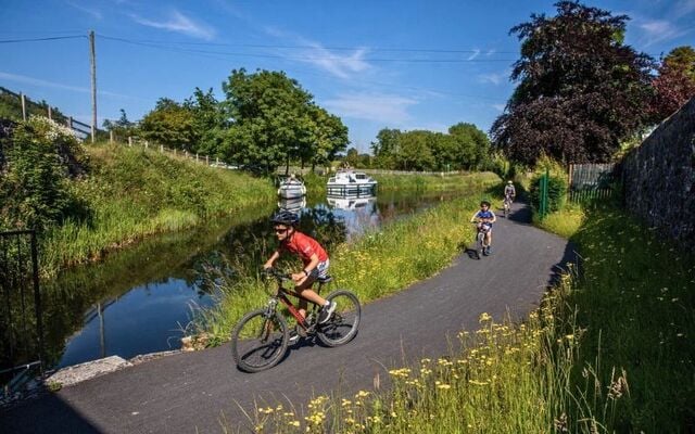 Children cycling on the Royal Canal Greenway in Co Westmeath.