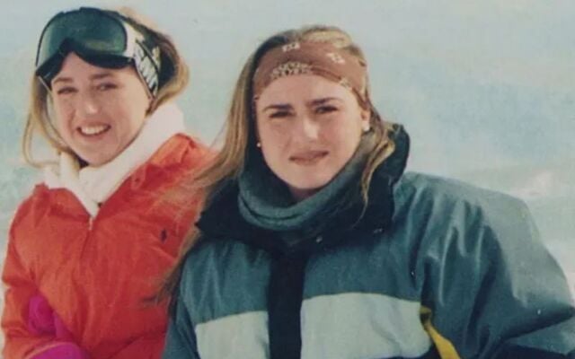 Joanne skiing with her sister Grace