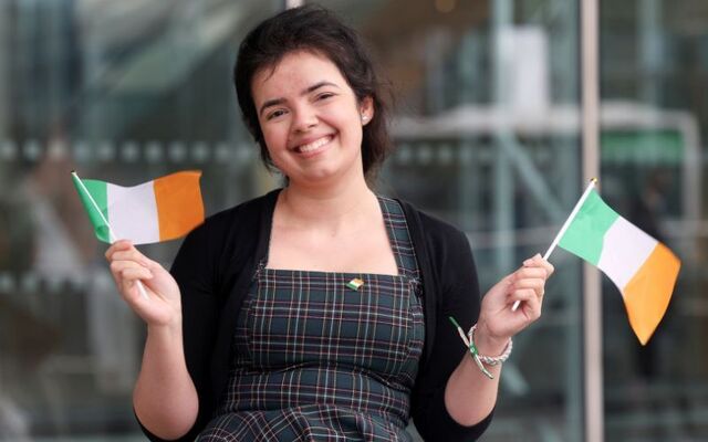 September 17, 2026: Mylia Castro from Brazil at the Convention Centre Dublin after receiving her citizenship.