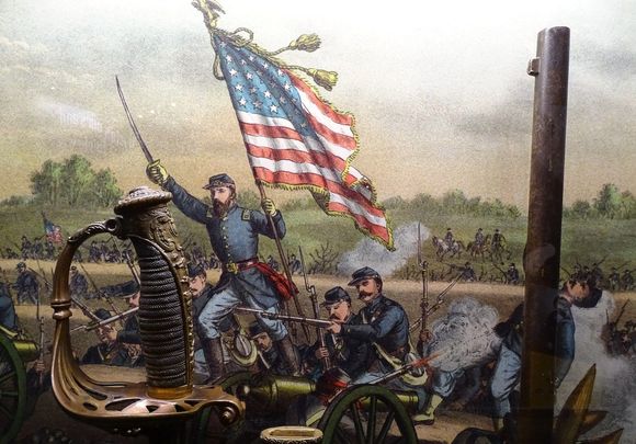 Battle at Richmond, Virginia, during the US Civil War.
