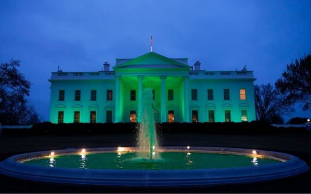 March 17, 2021: The White House is lit green for St. Patrick\'s Day.
