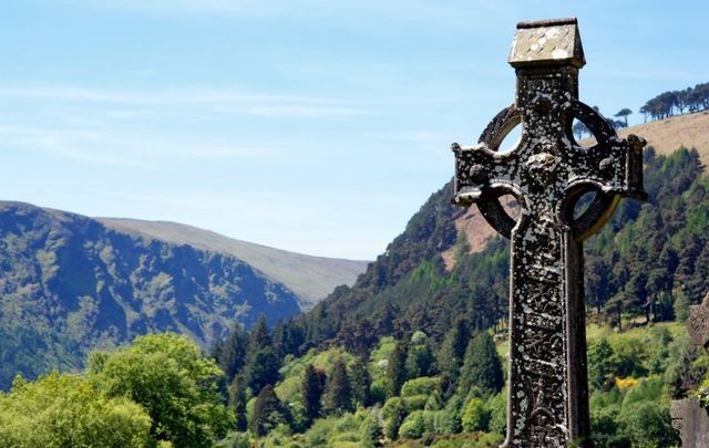 A Celtic High Cross in Co Wicklow. Ireland has a multitude of sites associated with saints.