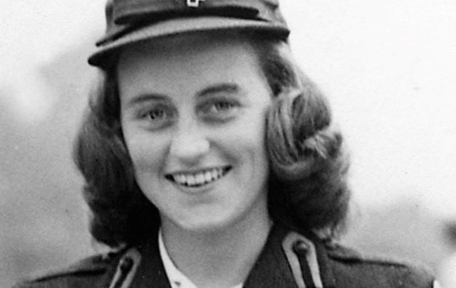 Lady Hartington (formerly Kathleen Kennedy) in London, wearing an American Red Cross uniform, circa 1943.