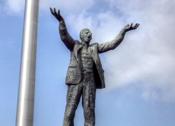 A statue of James Larkin on O\'Connell Street, in Dublin. 