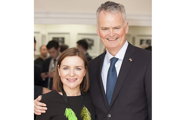 Margaret Molloy, global CMO of Siegel+Gale, and Mark Redmond, CEO of the American Chamber of Commerce Ireland, at the Irish Consulate launch.