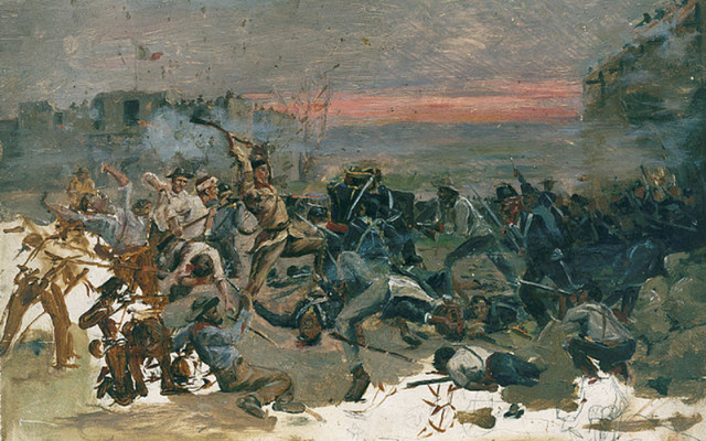 Robert Onderdonk\'s sketch of the \"Fall of The Alamo\": During one of the most defining moments in Irish history, the Irish showed extreme bravery.