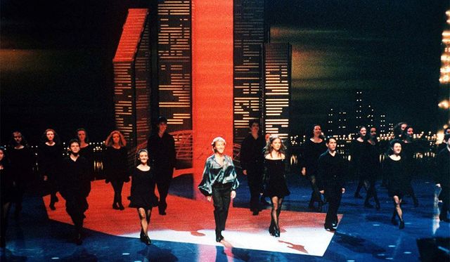 April, 1994: Michael Flatley and Jean Butler during the perfromance of Riverdance the Show at the Point Theatre in Dublin.