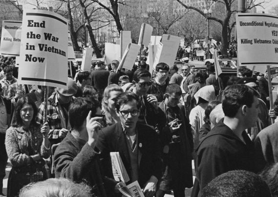 Protestors at the March Against the Vietnam War in Washington, DC, 17th April 1965.
