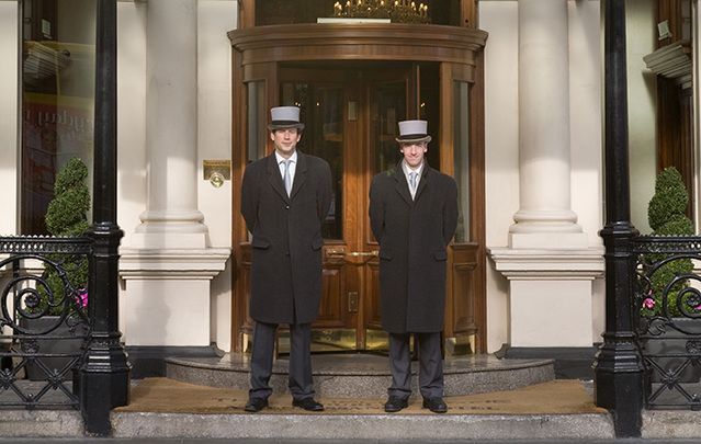 Doormen at the iconic Shelbourne Hotel, in Dublin: American, Canadian and UK folks are loving Irish luxury vacations this year!