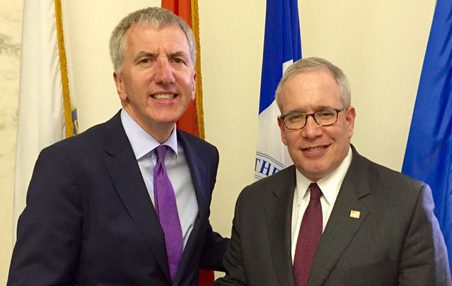 Máirtín Ó Muilleoir, Finance Minister, Northern Ireland and New York City Comptroller Scott M. Stringer.