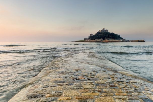 The causeway at St. Michael\'s Mount, in Marazion, Cornwall.