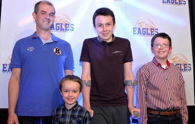 Alan Hawe with his three sons - Liam, Niall and Ryan.