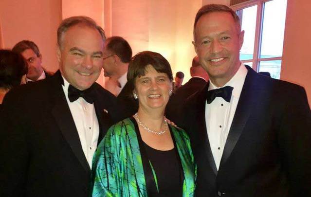 Tim Kaine with wife Anne Holton and former Maryland governor Martin O’Malley.