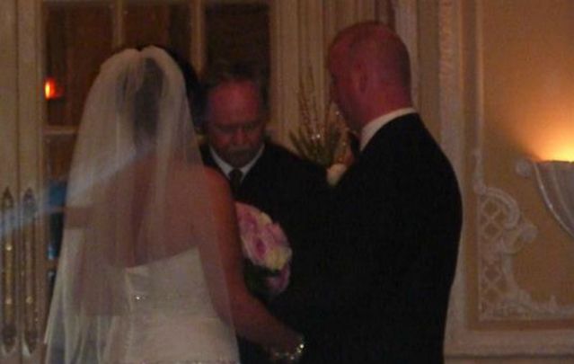 Irishman Pearse McDermott marrying Laura Cogliano.