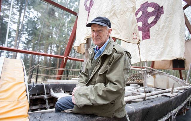 Explorer, historian and writer Tim Severin is pictured on the famous Brendan Boat at Craggaunowen visitor attraction in Co. Clare.