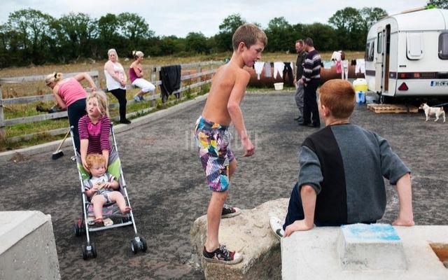 The family at a road camp at the backroads, County Carlow, Ireland