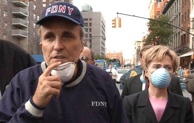Rudy Giuliani and Hillary Clinton at Ground Zero in the aftermath of 9/11.