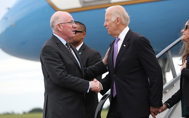 Minister Charlie Flanagan greeting Vice President Joe Biden at Dublin Airport earlier this year.