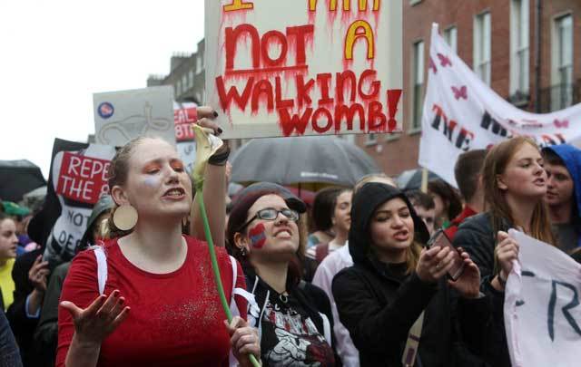 Demonstrators at the 5th Annual March for Choice which marched through Dublin city towards Merrion Square on Saturday.