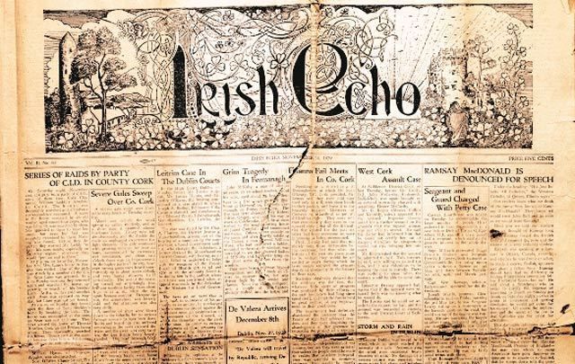 The surviving 1929 Irish Echo that is in the care of the Archives of Irish America at NYU.