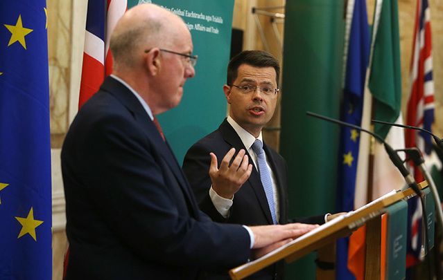 Minister for Foreign Affairs Charlie Flanagan and Norther Ireland Secretary James Brokenshire speaking in Dublin, in September 2016.