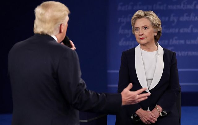 Donald Trump and Hillary Clinton face off during the 2nd presidential debate.