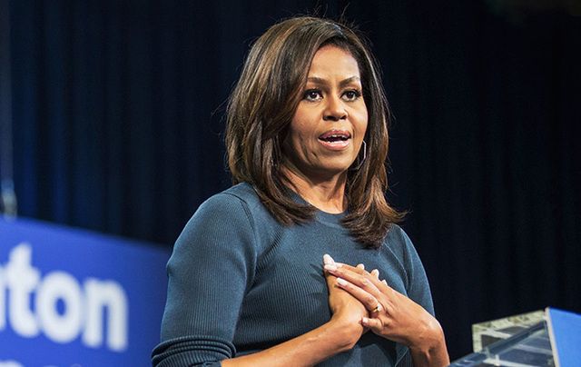 First Lady Michelle Obama speaking in New Hampshire.