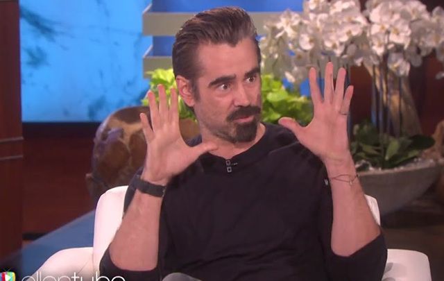 Colin Farrell on the couch at "Ellen."