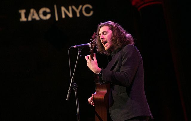 Hozier performing at the Irish Arts Center's 2016 Spirit of Ireland gala.