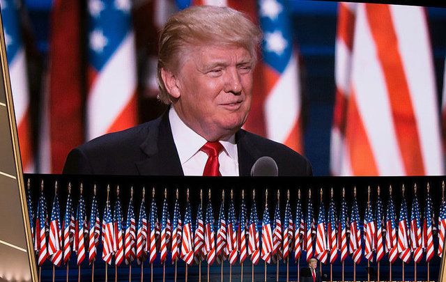 Donald Trump on stage at the Republican National Convention.