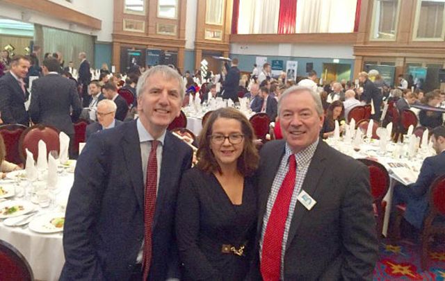 Pictured at the Belfast International Homecoming in the Titanic Museum were (l-r) Northern Ireland Finance Minister Máirtín Ó Muilleoir; Jackie Henry, Principal Partner Deloitte Belfast and Honorary Chair Belfast International Homecoming; and Moët Hennessy USA chief, Jim Clerkin.
