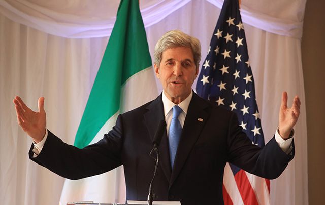 Secretary of State John Kerry after accepting the Tipperary International Peace Award